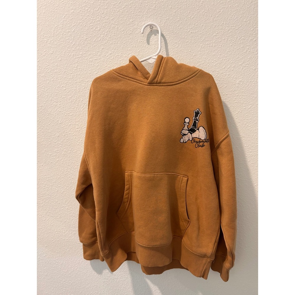 Zara Kids Chess Checkmate Club Graphic Hoodie Brown Sweatshirt Size‎ 8-9
